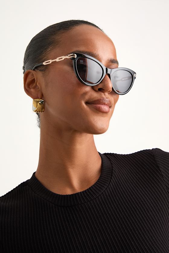 Danira Black and Gold Cat Eye Sunglasses
