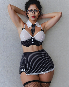 Naughty Stripes Miniskirt Lingerie Set