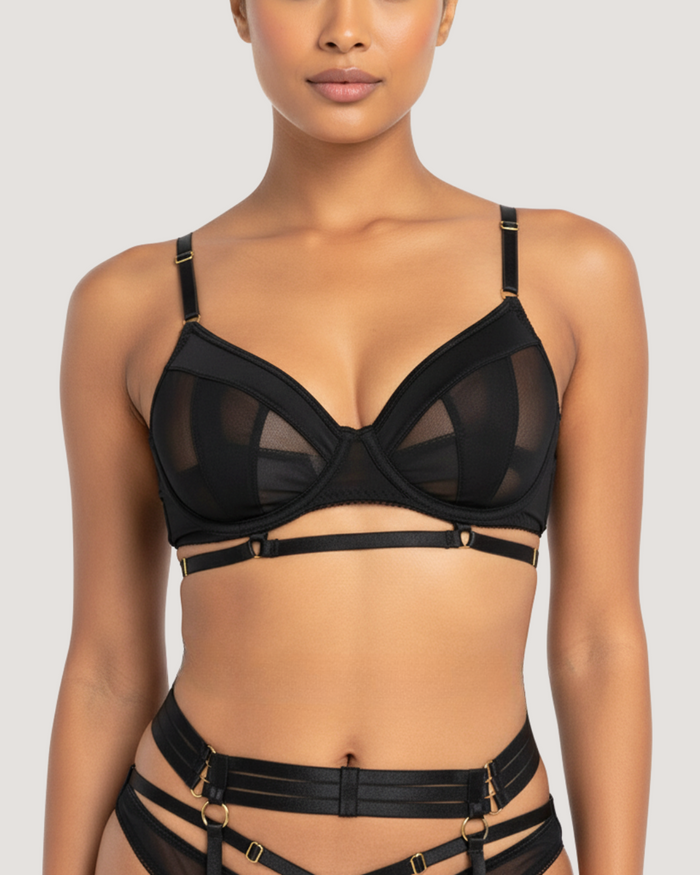 Patchwork Mesh 3-Piece Lingerie Set