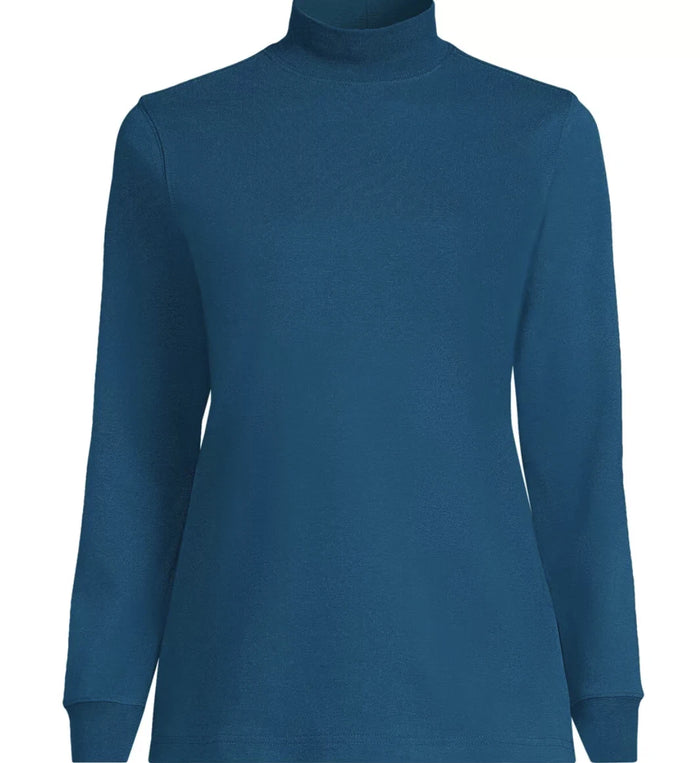 Lands End Women's Cotton Long Sleeve Mock Turtleneck