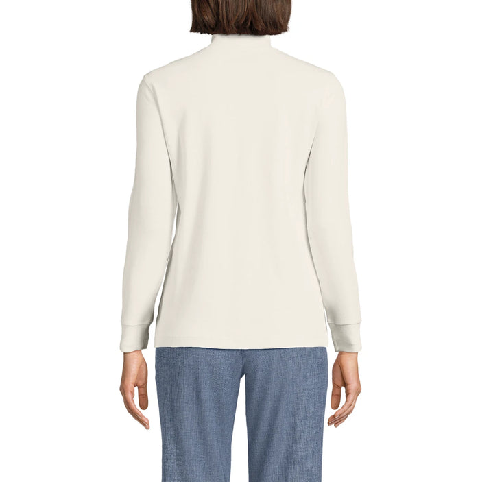 Lands End Women's Cotton Long Sleeve Mock Turtleneck