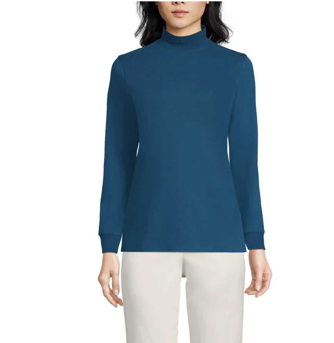 Lands End Women's Cotton Long Sleeve Mock Turtleneck