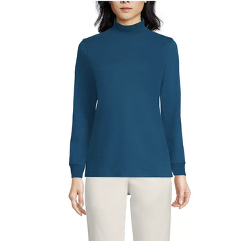 Lands End Women's Cotton Long Sleeve Mock Turtleneck