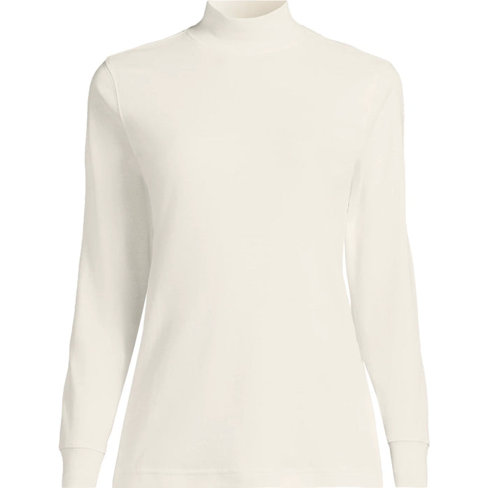 Lands End Women's Cotton Long Sleeve Mock Turtleneck