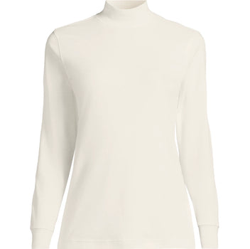 Lands End Women's Cotton Long Sleeve Mock Turtleneck