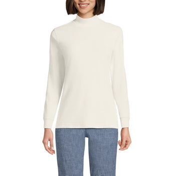 Lands End Women's Cotton Long Sleeve Mock Turtleneck